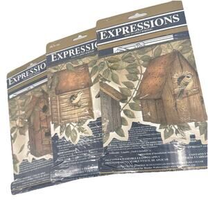 Vtg Expressions Wall Border Birdhouses 5 Yds Lot of 3 Prepasted SB 10250B NOS